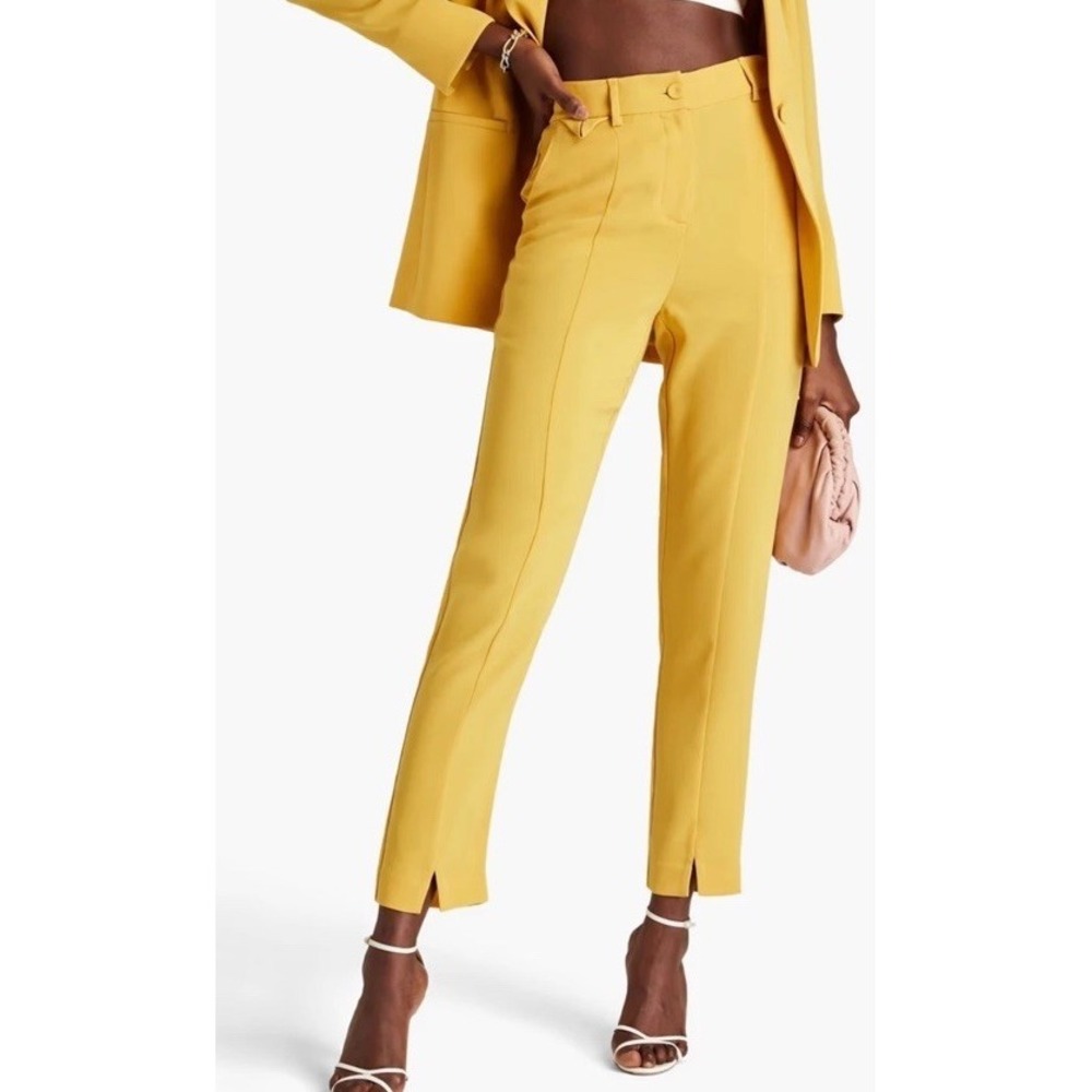 NWT DIANE VON FURSTENBERG Wilder Crepe Tapered Trousers PANTS Mustard Sz 12 $378